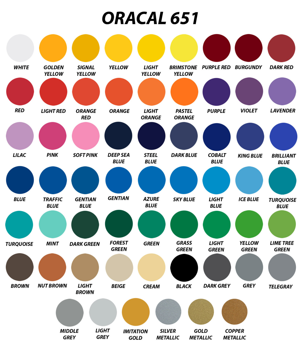 oracal 651 color chart rgb
